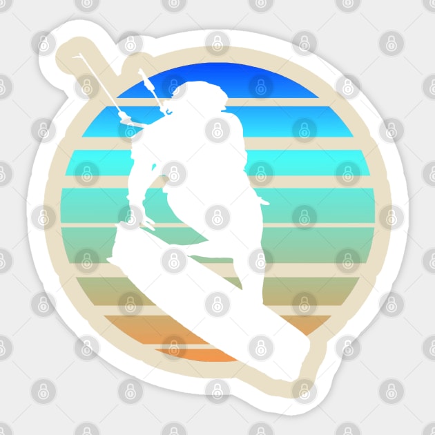 Kitesurfing Female Rider Silhouette Retro Sunset Sticker by taiche